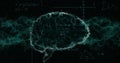 Image of mathematical equations over digital model of human brain on black background Royalty Free Stock Photo