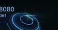 Image of mathematical equations over globe and scope scanning