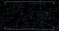 Image of mathematical equations over network of connections on black background Royalty Free Stock Photo