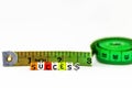 Image of measuring success concept in life and business. Colorful alphabet beads spelling