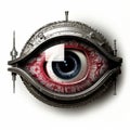 an image of a mechanical eye with a red eye in the middle Royalty Free Stock Photo