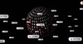 Image of media icons over globe of binary coding