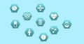 Image of medical icons with data processing on blue background Royalty Free Stock Photo