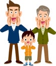 Men of three generations calling with a smile Royalty Free Stock Photo