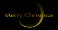 Image of merry christmas text and circle of light trail on black background Royalty Free Stock Photo