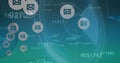 Image of message icons and changing numbers with scanning circles on abstract background Royalty Free Stock Photo