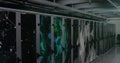 Image of message icons and data processing over computer servers Royalty Free Stock Photo