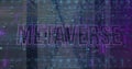 Image of metaverse text and data processing over computer servers Royalty Free Stock Photo