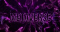 Image of metaverse text over spots on black background