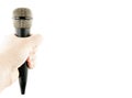 Image of microphone hand white background