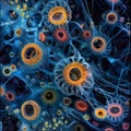 The image is a microscopic view of a group of neurons