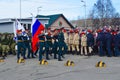 Military demonstration at the station in the city of Kandalaksha.20.04.2019