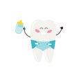 image of a milk tooth in the form of a cartoon baby in a diaper