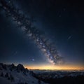 The stars are in the night sky over the Alps. Royalty Free Stock Photo