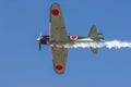 Mitsubishi A6M Zero aircraft in flight. Royalty Free Stock Photo