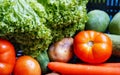 Image of mixed vegetable such as tomatoes and carrots. Royalty Free Stock Photo