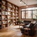 Modern brick walls and beautiful living room library