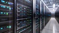Modern Data Center Server Room Technology Powerful Network Infrastructure Digital Servers High Tech IT