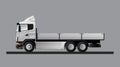 An image of a modern European open body truck. Flat vector illustration