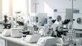 Laboratory Equipment Microscopes, Incubators in Research Lab Royalty Free Stock Photo