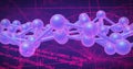 Image of molecular structures and data processing against purple background Royalty Free Stock Photo