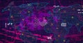Image of molecules, data processing and world map on navy background Royalty Free Stock Photo