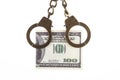 Image of money handcuffs white background