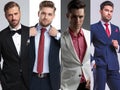 Image montage of four young handsome men posing Royalty Free Stock Photo