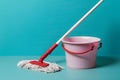 Image Mop and bucket symbolize cleanliness and home hygiene Royalty Free Stock Photo