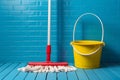 Image Mop and bucket symbolize cleanliness and home hygiene Royalty Free Stock Photo