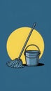 Image Mop and bucket symbolize cleanliness and home hygiene Royalty Free Stock Photo