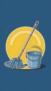 Image Mop and bucket symbolize cleanliness and home hygiene Royalty Free Stock Photo