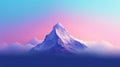 Image of a mountain in a blue-pink background.