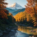 Mountain forest river landscape view made with Generative AI Royalty Free Stock Photo