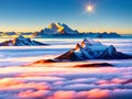 image of a mountain summit tipping out of the fog Royalty Free Stock Photo