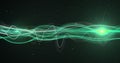 Image of moving green wave over dark background Royalty Free Stock Photo
