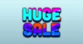 Image of multicolored circular pattern over huge sale text against gradient background