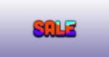 Image of multicolored circular pattern over sale text against gradient background