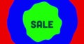 Image of multicolored circular pattern over sale text against gradient background