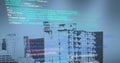 Image of multicolored computer language over modern buildings in background Royalty Free Stock Photo