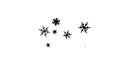 Image of multiple black snowflakes moving on white background