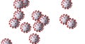 Image of multiple cells of coronavirus spending on white background