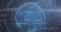 Image of multiple changing numbers over binary coding and globe against blue background Royalty Free Stock Photo
