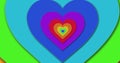 Image of multiple colourful heart shapes in row