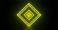 Image of multiple glowing neon green diamond shapes moving on seamless loop