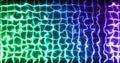 Image of multiple glowing neon purple blue and green mesh moving on seamless loop