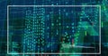Image of multiple graphs and computer language over abstract background Royalty Free Stock Photo