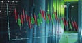 Image of multiple graphs and numbers with globe over data server room Royalty Free Stock Photo