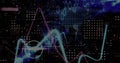 Image of multiple graphs over dots forming abstract pattern, numbers and map Royalty Free Stock Photo