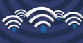 Image of multiple Wifi internet icons floating in seamless loop
